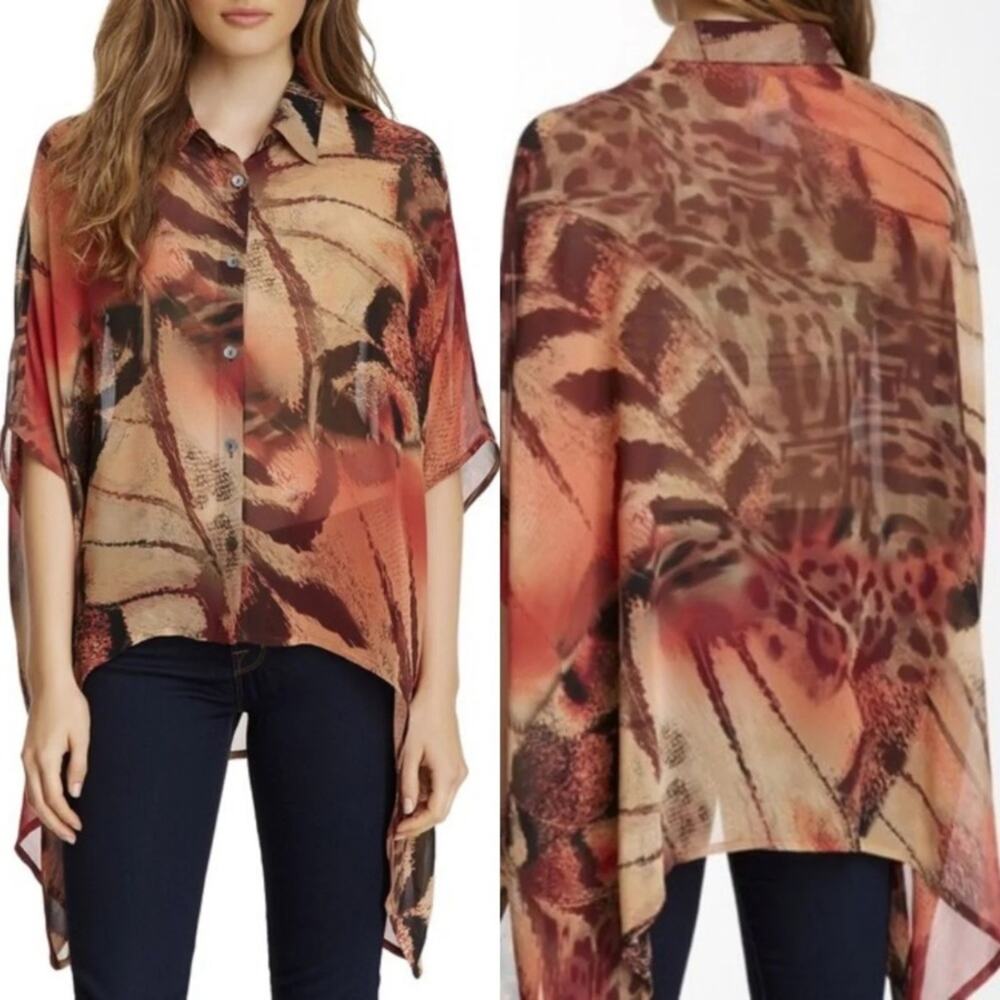 NWT Da-Nang Indochine Silk Animal Print Sheer Top Sz M/L